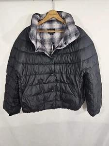 Pendleton Down Puffer Jacket Womens Size L NWT Black Plaid Reversible - Picture 1 of 6