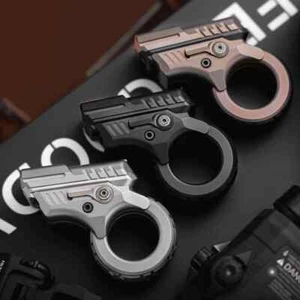 Zoom EDC Flip Pushing Slider Gun Fidget Spinner Push card Ratchet Fingertip Toy - Picture 1 of 24