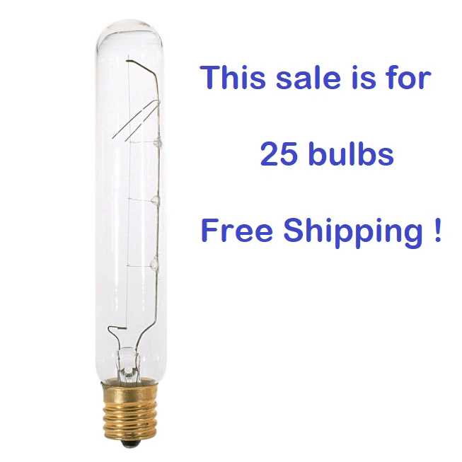 25 LOT SATCO S3222 25W 130V T6.5 CLR E17 INTERMEDIATE BASE FREEZER BULB - Image 1 of 2