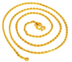 FABULOUS 22- 24K YELLOW GOLD SOLID NECKLACE CHINESE ASIAN 21" LONG 15.2G !!! - Picture 1 of 3
