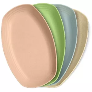4Pcs Wheat Straw Plates and Bowls Sets - 11 Inch Dishwasher Safe Plates Micro - Picture 1 of 9