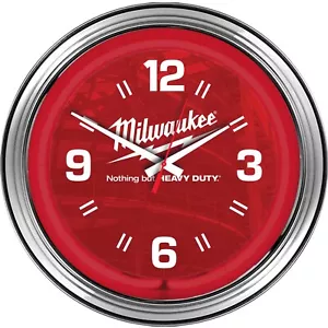 Milwaukee 16′′ Chromstahl Neon Uhr - NEU - Bild 1 von 1