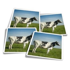 4x Quadratische Aufkleber 10 cm - Milchkuh Vieh Bauernhof Milch #15895
