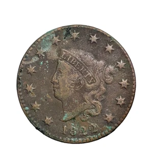 1822 1c Coronet Head Large Cent VF Copper US Coin - Picture 1 of 11