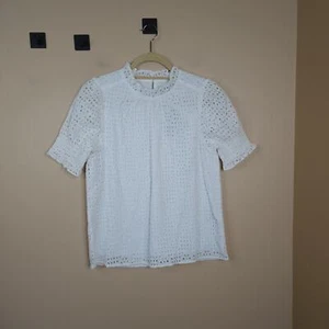 J. Crew Smocked puff-sleeve top in eyelet in White Size XS - Picture 1 of 10