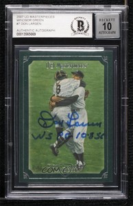 2007 UD Masterpieces Windsor Green Frame Don Larsen #7 BAS Certified BGS Encased