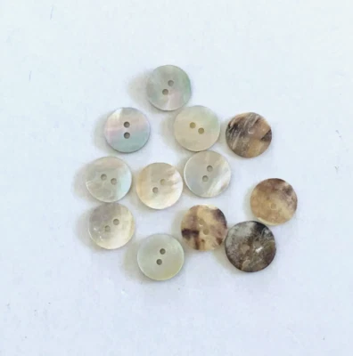 24 Buttons Off White Iridescent Natural Real Shell 2-Hole Sew Sewing 14 mm #SH8 - Image 1 of 4