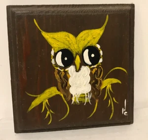 Hand Painted Wooden Owl Wall Decor Free Shipping - Picture 1 of 2