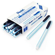 Pentel Clic Stick Eraser Rubber Holder - Blue Barrel - White eraser - Pack of 12