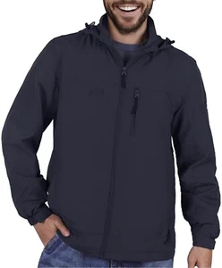 Men's Lightweight Waterproof Hooded Rain Jacket Outdoor XL NAVY BLUE - Picture 1 of 12