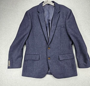 J CREW Thompson Traje Chaqueta Tweed Lana Para Hombres 42R Azul Blazer Informal 2 Botones Usado en Excelente Condición - Imagen 1 de 24