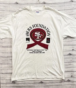 Vintage 1996 San Francisco 49ers Foundation T Shirt Sz XL White Cowboys SIGNED - Picture 1 of 10