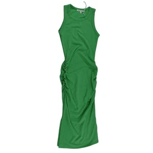 ANTISTAR XS grünes geripptes Tank Kleid ärmellos gerafft figurbetont Midi NEU - Bild 1 von 8