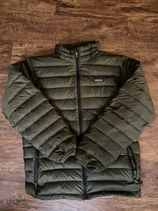 Patagonia Kid’s Full Zip Nano Puff Jacket Burnt Green XL 14 Boys - Picture 1 of 6