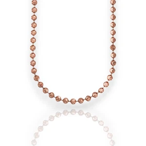 Bead Ball Moon Cut Link Chain Necklace - 14K Rose Gold - Solid - Picture 1 of 7
