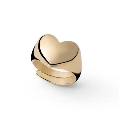 UNOAERRE Anello donna scudo in argento dorato a cuore - Regolabile da 12 a 18 - Immagine 1 di 4