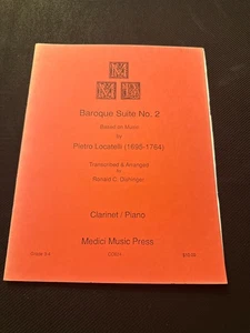 Pietro Locatelli Baroque Suite No. 2 Clarinet & Piano Medici Music Press Book - Picture 1 of 3