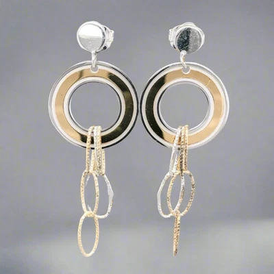 Pendientes colgantes ovalados Frederic Duclos enchapados en oro amarillo Foto 1 de 3