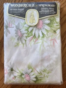 Vtg Springmaid Wondercale No Iron Percale 2 Standard Pillow Cases Fresh Daisies - Picture 1 of 6