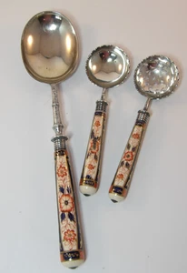 3er Set Martin Hall versilberte Imari Porzellan Löffel mit Griff um 1890 sehr guter Zustand - Bild 1 von 11