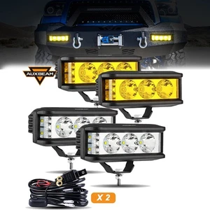 Auxbeam 4PCS 5Inch LED Offroad Light Bar Side Shooter Pod Lights Amber White - Picture 1 of 12