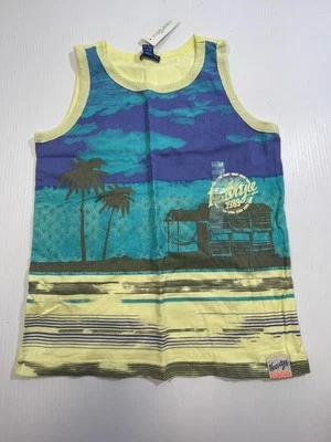 Naartjie мальчиков молодежи синий желтый 100% хлопок без рукавов Surfari Summer Майка 9 - Изображение 1 из 4