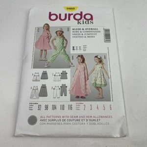 BURDA KIDS 9460 GIRLS DRESS & JUMPSUIT Sewing Pattern Ages 2 - 6  Skill: EASY - Picture 1 of 8