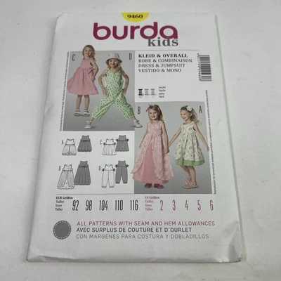 BURDA KIDS 9460 GIRLS DRESS & JUMPSUIT Sewing Pattern Ages 2 - 6  Skill: EASY - Image 1 of 4