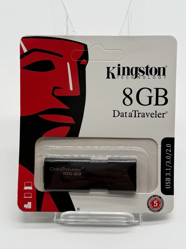 Kingston 8GB DataTraveler 100 G3 USB 3.0 Flash Drive (DT100G3/8GBCR) - Image 1 of 1