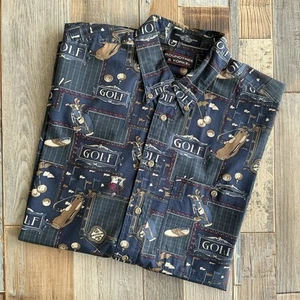 Vintage Roundtree & Yorke Golf Print Shirt - Picture 1 of 5