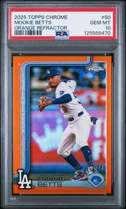 2025 Topps Chrome Mookie Betts #50 Orange Refractor PSA 10 Los Angerles Dogers - Bild 1 von 2