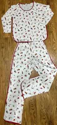 Lake Pajamas Set Pima Cotton Long-Long Sleeve Christmas White New Size S - Image 1 of 4