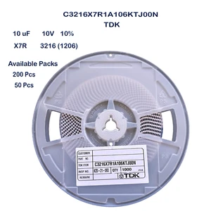 C3216X7R1A106K TDK Ceramic Capacitor SMD 10uF 10V X7R 3216 (1206) 10% MLCC - Picture 1 of 2