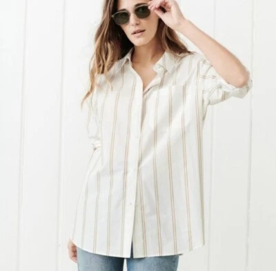 Jenni Kayne The Boyfriend Striped Shirt Size XS, Cotton, Button-Up, NEW NWOT — 第 1/4 张图片