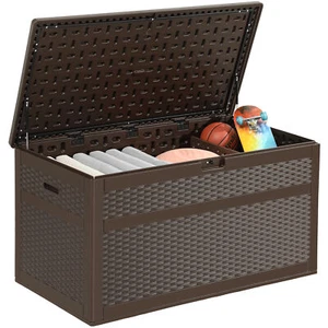 230 Gal Outdoor Storage Container Patio Deck Storage Container Garden Box Brown - Picture 1 of 10
