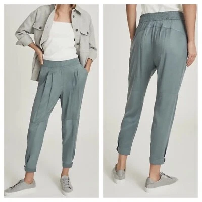 Pantalón REISS Marlow Plisado Frontal Cónico EE. UU. 17 36x26 Verde azulado Ligero Informal Foto 1 de 4