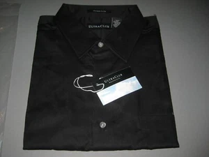 Camisa UltraClub Para Hombre Whisper Elite Sarga Sólida Con Botones Manga Larga en Negro - Imagen 1 de 5