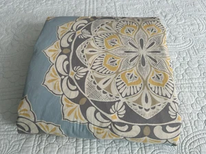 RARE Pottery Barn CRESSIDA MEDALLION King Duvet Cover Yellow Gray Blue - Picture 1 of 9