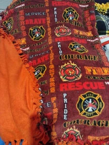 Fleece fabric no sew blanket - Firefighter - Picture 1 of 1