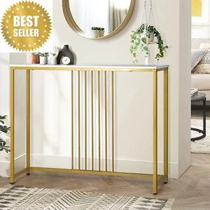 Hallway Table Console Table with Marble Tabletop and Steel Frame 95Cm - Picture 1 of 12