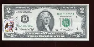 1976 $2 FEDERAL RESERVE NOTE, FIRST DAY OF ISSUE POSTAGE 4/ 12/1976 (B990) UNC - Picture 1 of 3