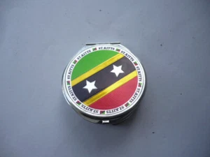 Compact/Handbag Mirror-ST KITTS-West Indies-Flag Logo-2 3/4" Diameter - Picture 1 of 2