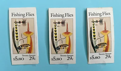 Fishing Flies 29¢ Booklets of 20 = 60 Stamps | Scott #2545-2549 BK189 | FV$17.40 - Image 1 of 3