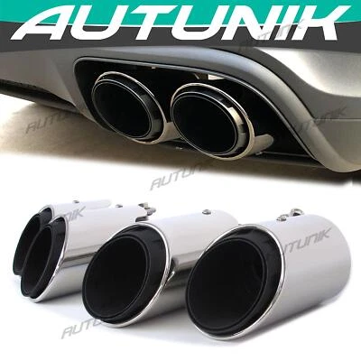 GTS Style For 2019-2024 Porsche Macan Base 2.0L Silver Exhaust Tips Muffler Pipe - Image 1 of 4
