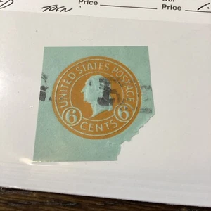 Scott#U531- Used-6c Washington Orange On Blue Cut Square-US - Picture 1 of 1