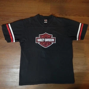 Harley Davidson Orlando Football Style V-neck T-shirt Black Sz XL Made In USA - Picture 1 of 9