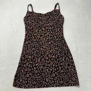 Forever 21 Women's Small Pullover Black Brown Leopard Glitter Bodycon Mini Dress - Picture 1 of 10