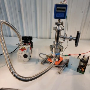 High Vacuum ISO-K 63 Turbo Pump Station Varian TV-70 w/ Roughing Pump, Tee, Hose - Picture 1 of 8