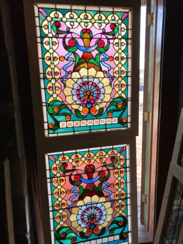SG 2620 to match Pair antique stained and Jeweled Landing windows 32 3/8 x 41.25 Cover