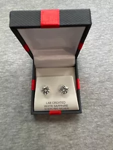 new lab created white sapphire sterling silver earrings - Picture 1 of 3